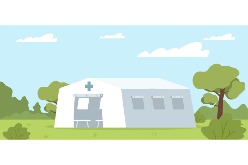 medical-portable-tent-for-first-aid-to-people-on-green-field-hospital