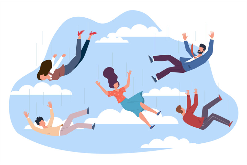 various-men-and-women-fall-in-sky-among-clouds-falling-characters-in