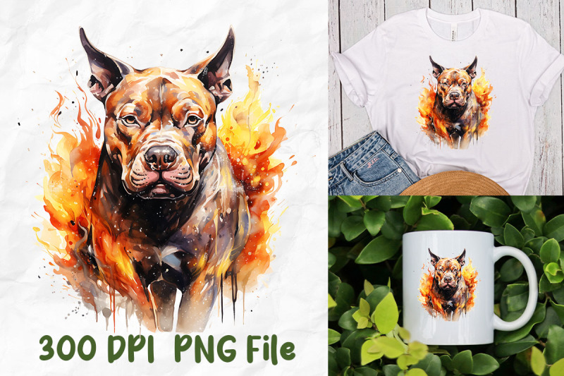 vintage-scary-pitbull-dog-fire-flame