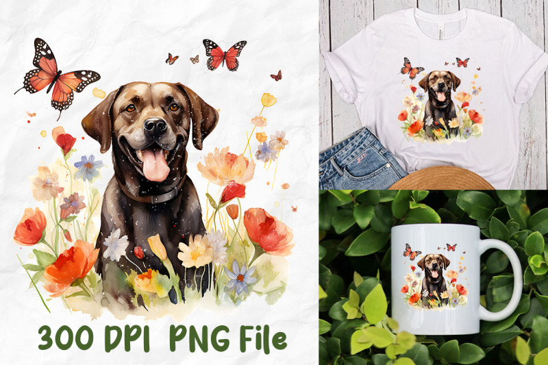 vintage-labrador-retriever-dog-flower