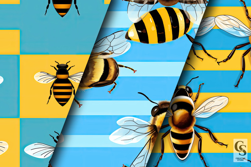 striped-honeybees-pattern-digital-papers