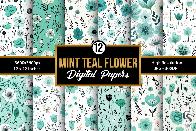 mint-amp-teal-flowers-seamless-patterns