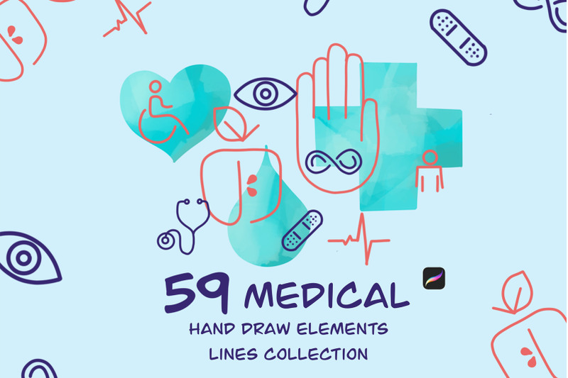 medicine-hand-draw-elements-lines-collection