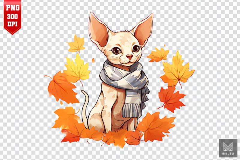 cute-cornish-rex-cat-in-autumn-clipart