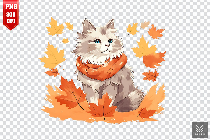 norwegian-forest-cat-in-autumn-clipart