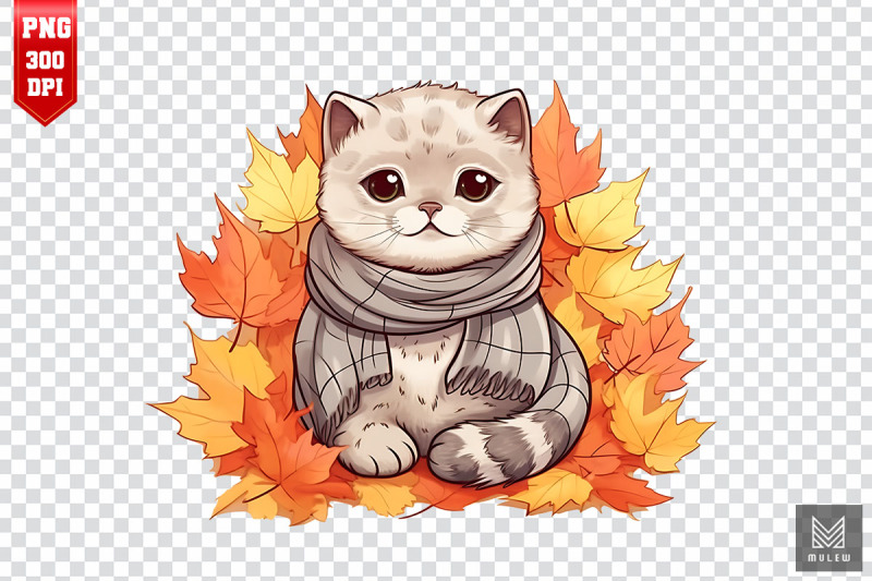 cute-scottish-fold-cat-in-autumn-clipart