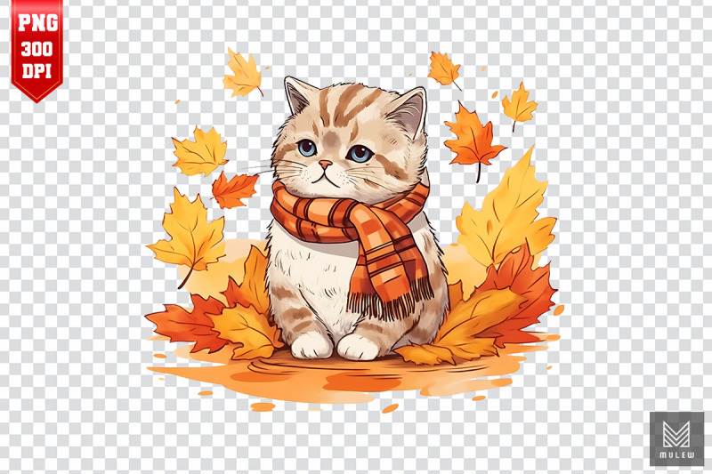 cute-scottish-fold-cat-in-autumn-clipart