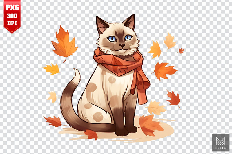 cute-siamese-cat-in-autumn-clipart