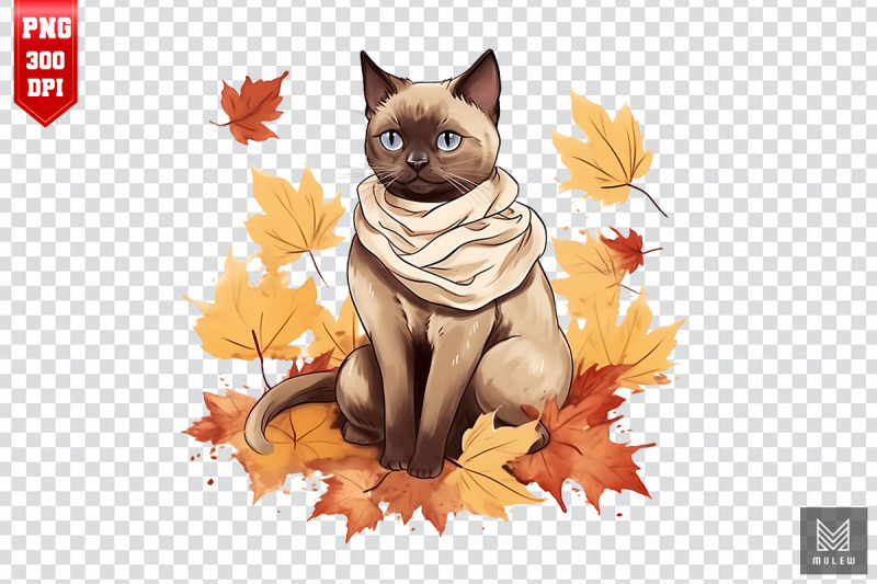 cute-siamese-cat-in-autumn-clipart