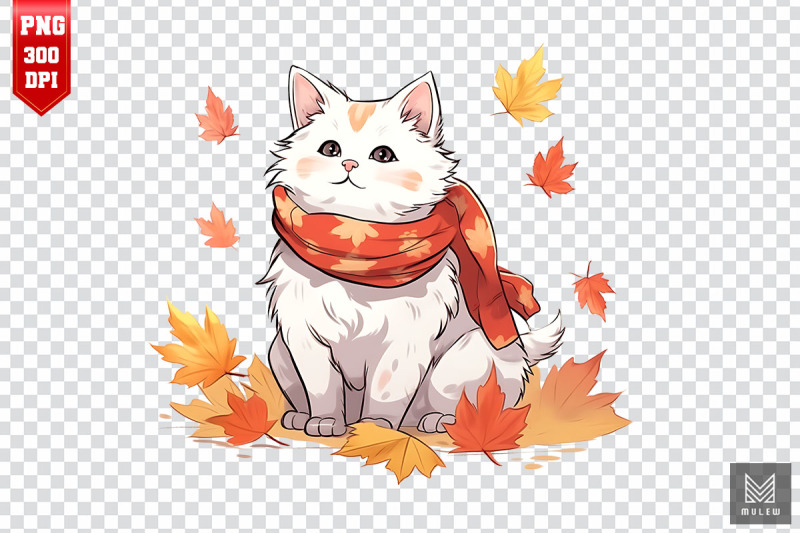 cute-turkish-van-cat-in-autumn-clipart