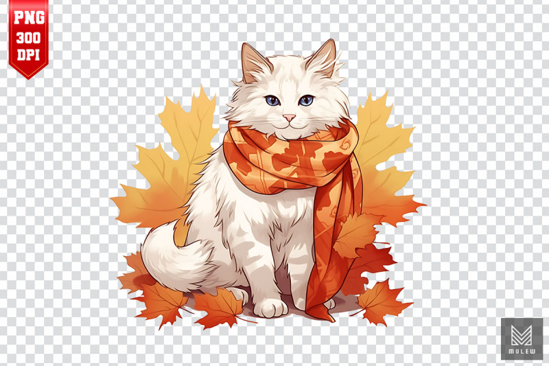 cute-turkish-van-cat-in-autumn-clipart