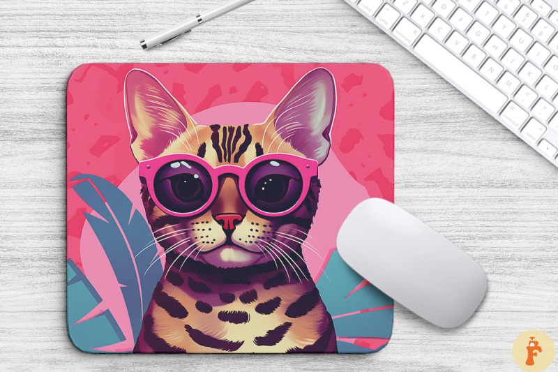 cute-pink-bengal-cat-mouse-pad