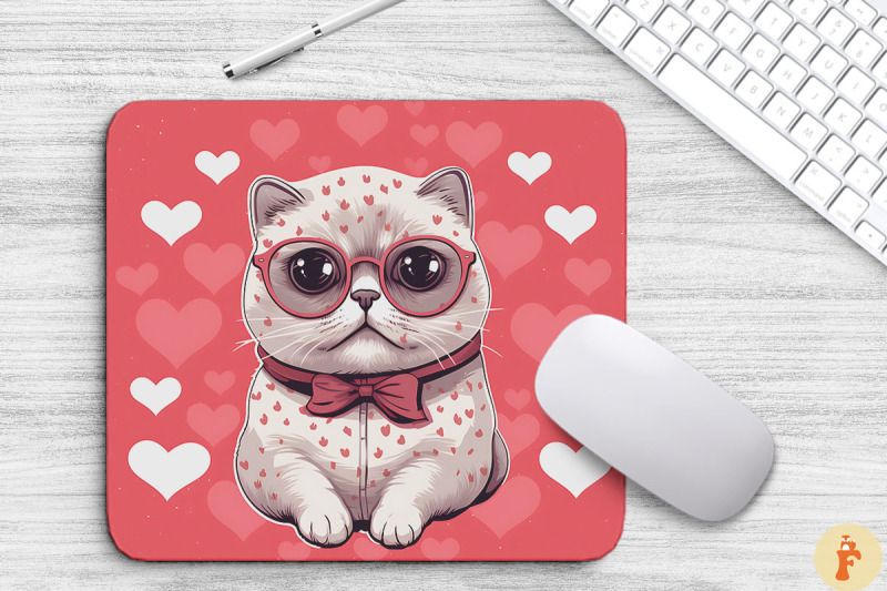 cute-pink-scottish-fold-cat-mouse-pad