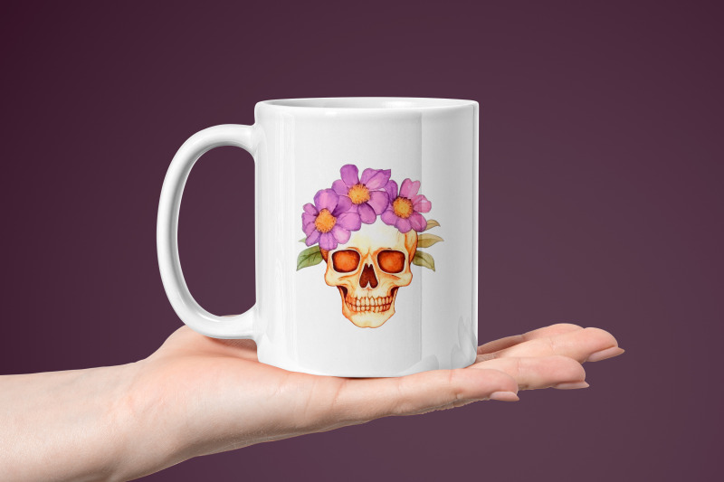 colorful-watercolor-skull-with-sublimation-flowers