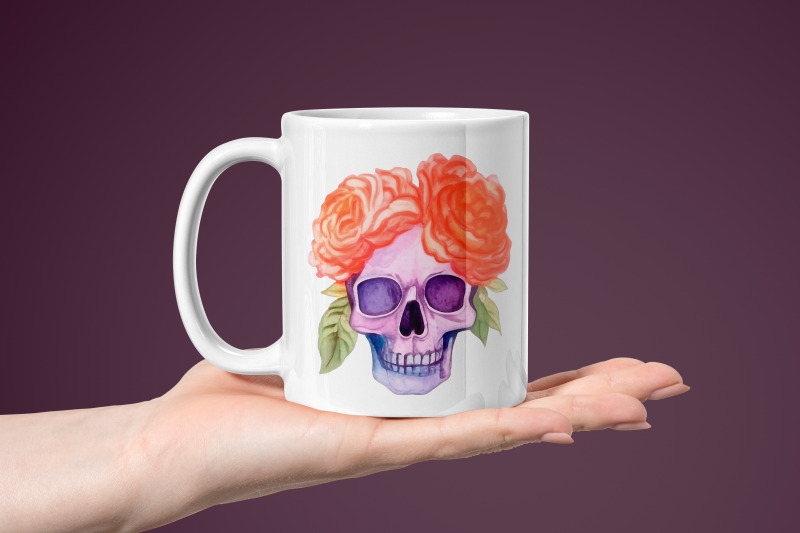 colorful-watercolor-skull-with-sublimation-flowers