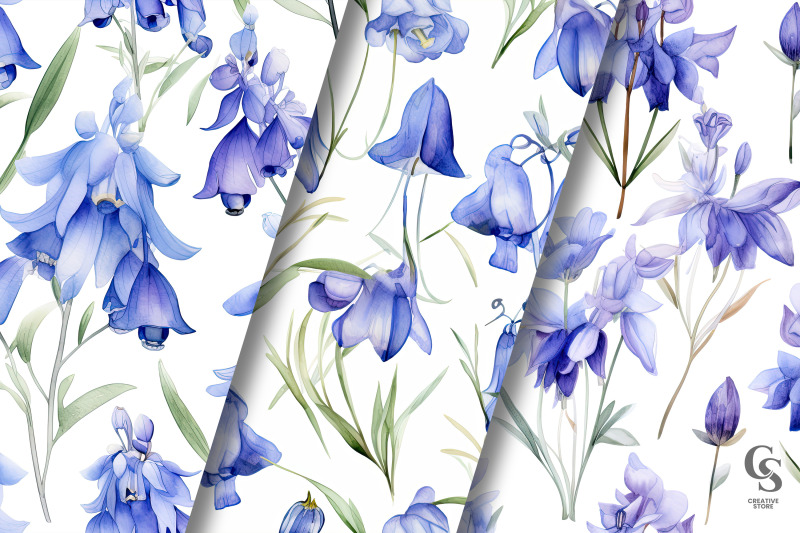 watercolor-bluebell-flowers-digital-paper-pattern