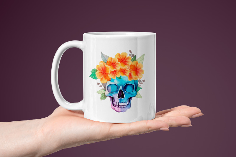 colorful-watercolor-skull-with-sublimation-flowers