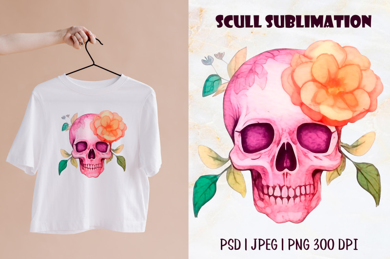 colorful-watercolor-skull-with-sublimation-flowers