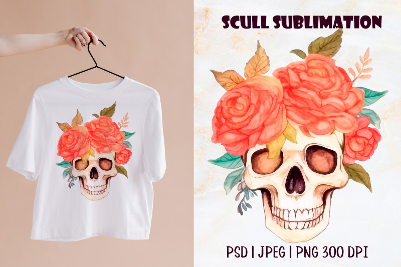 colorful-watercolor-skull-with-sublimation-flowers