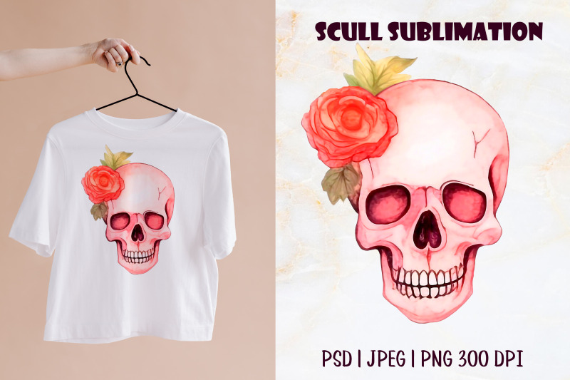 colorful-watercolor-skull-with-sublimation-flowers