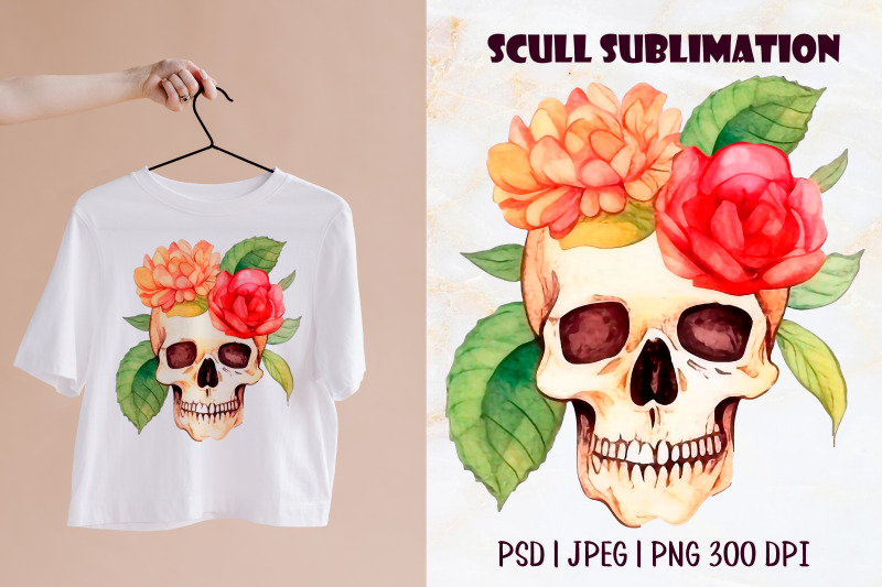 colorful-watercolor-skull-with-sublimation-flowers