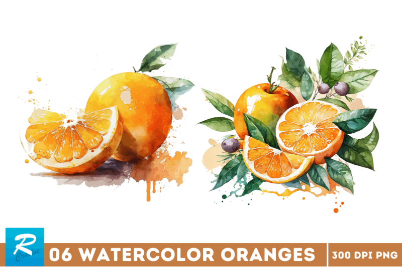 watercolor-oranges-clipart-bundle