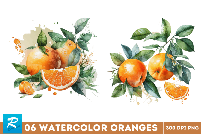 watercolor-oranges-clipart-bundle