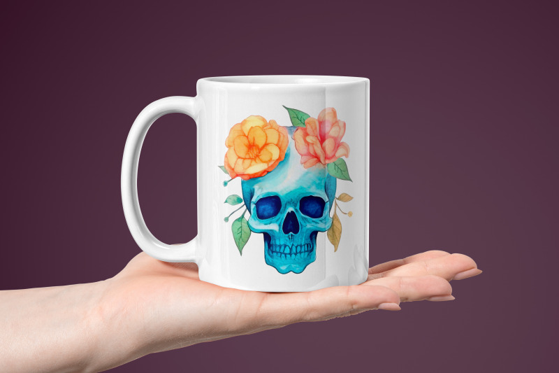 colorful-watercolor-skull-with-sublimation-flowers