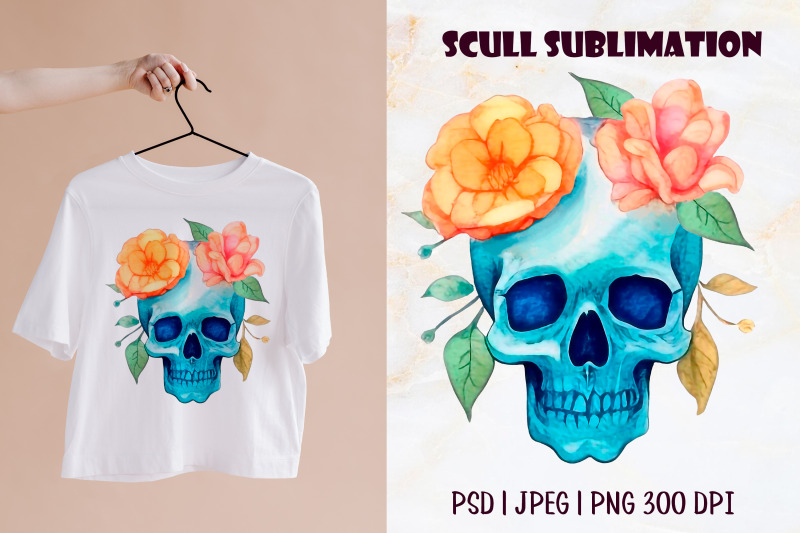 colorful-watercolor-skull-with-sublimation-flowers