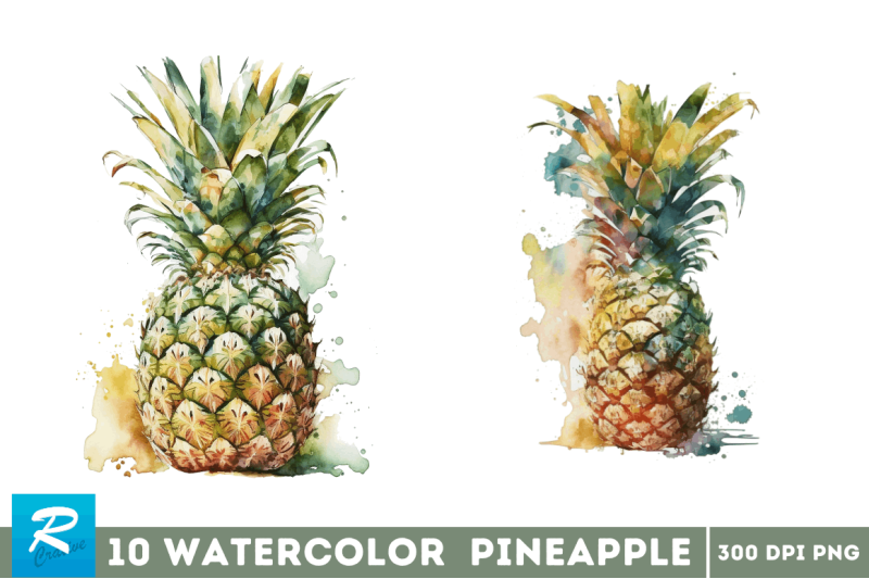 watercolor-pineapple-clipart-bundle