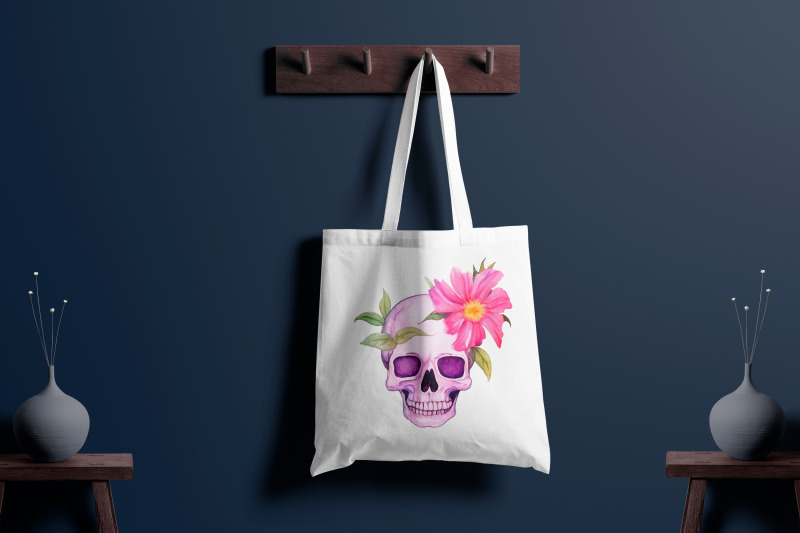 colorful-watercolor-skull-with-sublimation-flowers