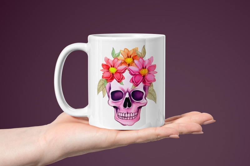 colorful-watercolor-skull-with-sublimation-flowers