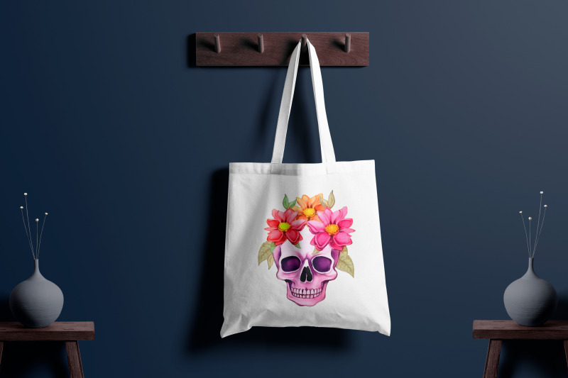 colorful-watercolor-skull-with-sublimation-flowers