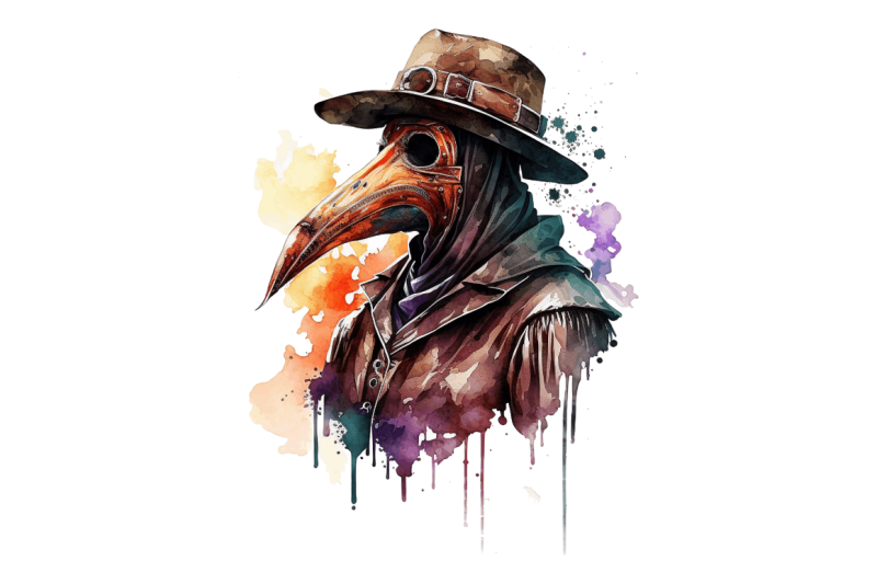 watercolor-plague-doctor-clipart-bundle