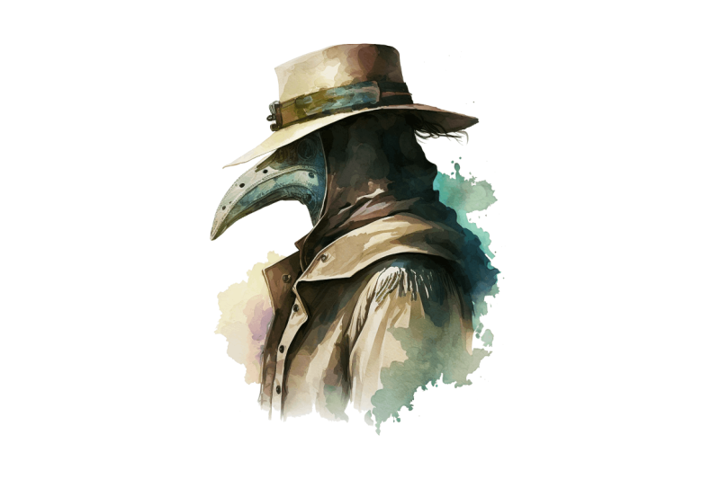 watercolor-plague-doctor-clipart-bundle