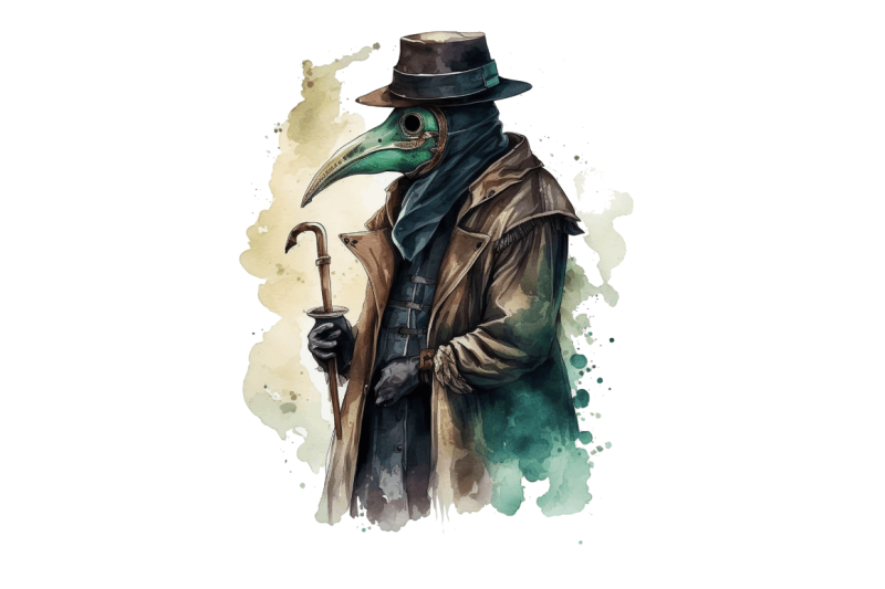 watercolor-plague-doctor-clipart-bundle