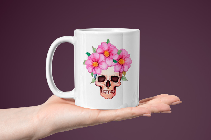 colorful-watercolor-skull-with-sublimation-flowers