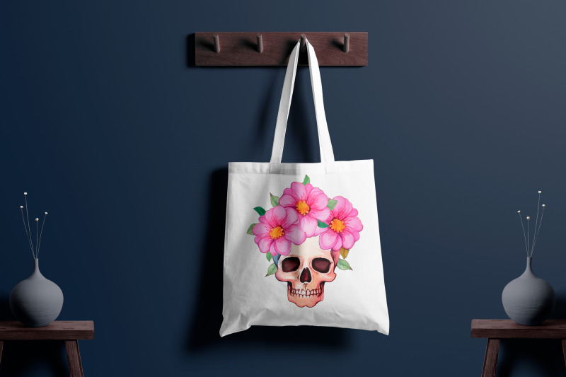 colorful-watercolor-skull-with-sublimation-flowers