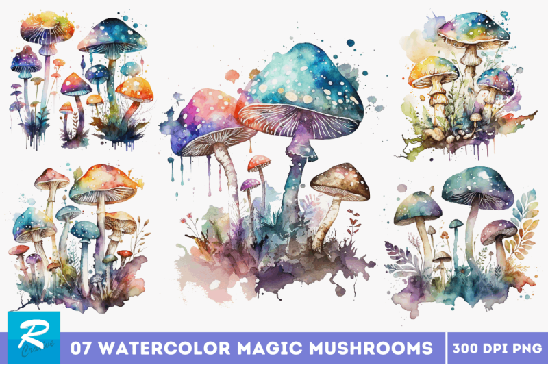 watercolor-magic-mushrooms-clipart-bundle