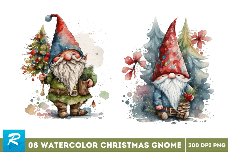 watercolor-christmas-gnome-clipart-bundle