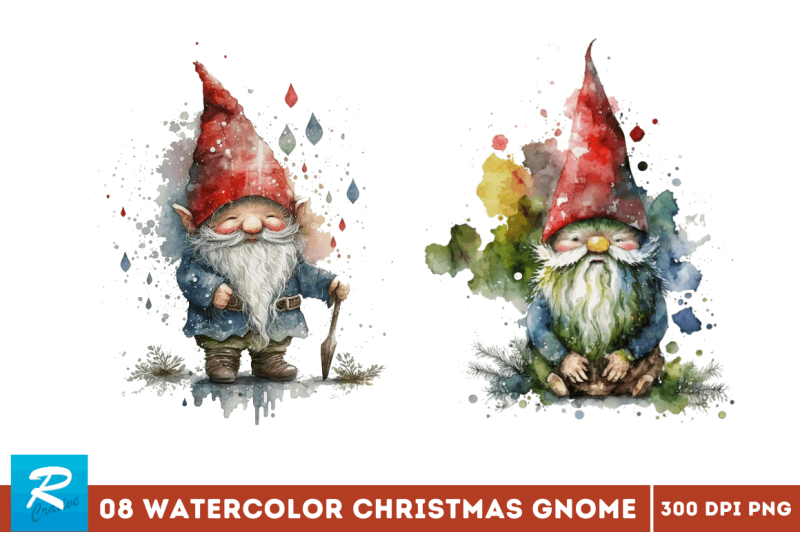 watercolor-christmas-gnome-clipart-bundle