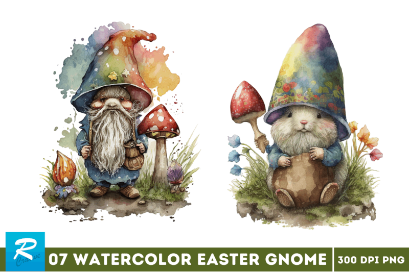 watercolor-easter-bunny-gnome-clipart-bundle