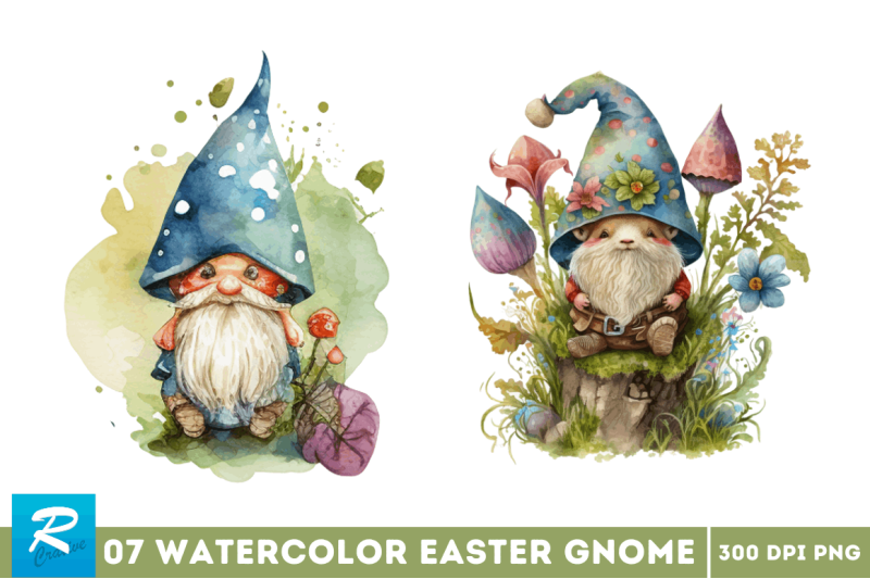 watercolor-easter-bunny-gnome-clipart-bundle