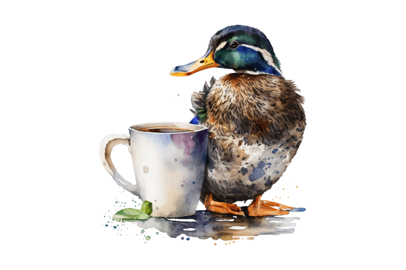 watercolor-cute-mallard-with-a-cup-bundle