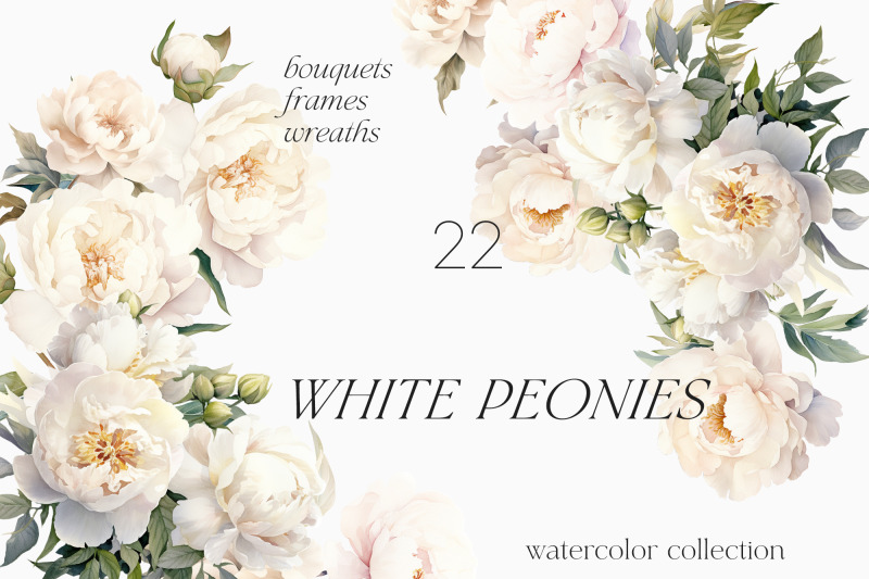 white-peony-watercolor-floral-set