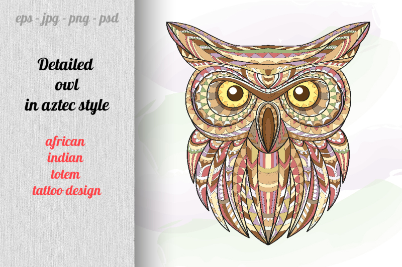 detailed-owl-in-aztec-style