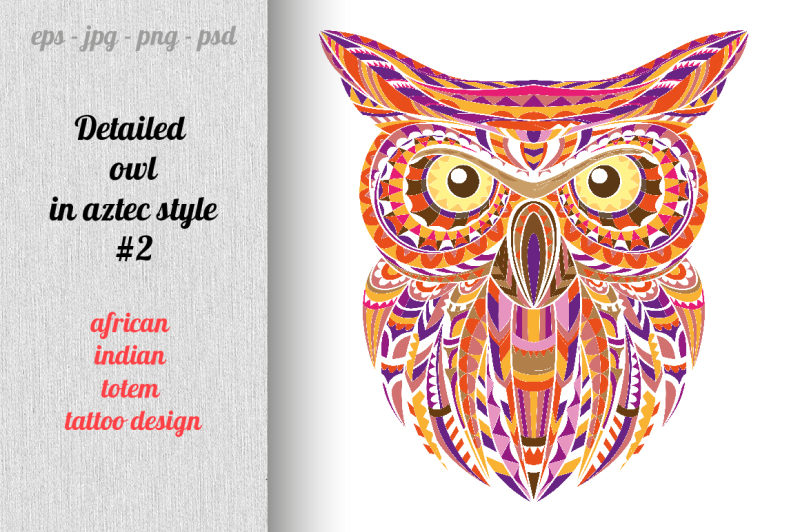 detailed-owl-in-aztec-style