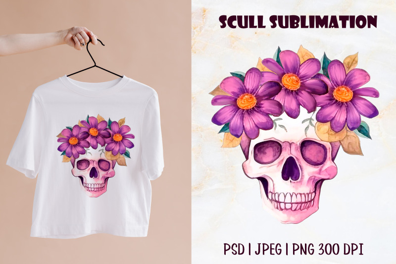 colorful-watercolor-skull-with-sublimation-flowers