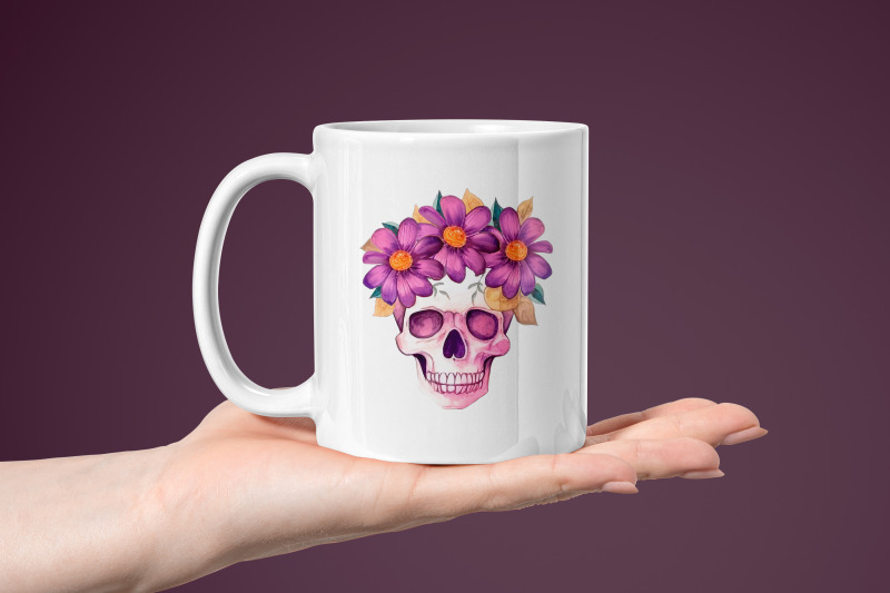 colorful-watercolor-skull-with-sublimation-flowers