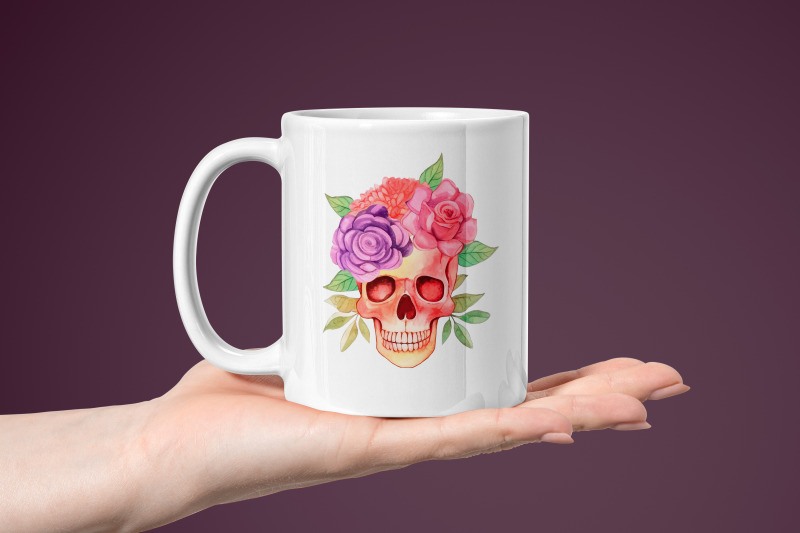 colorful-watercolor-skull-with-sublimation-flowers